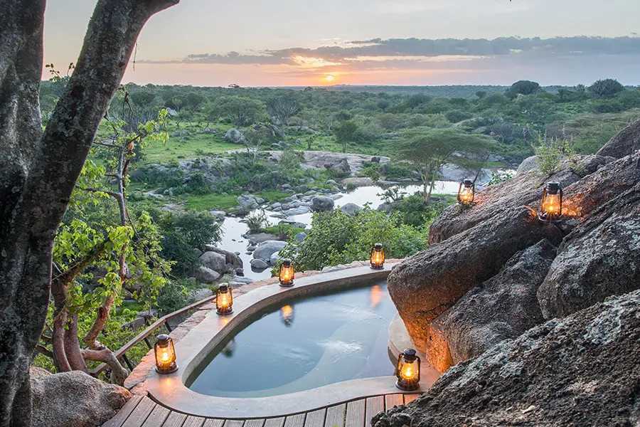 Tanzania safari lodge overlooking the Serengeti landscape