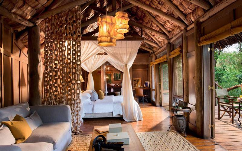 Luxury safari lodge in Tanzania surrounded by natural landscape