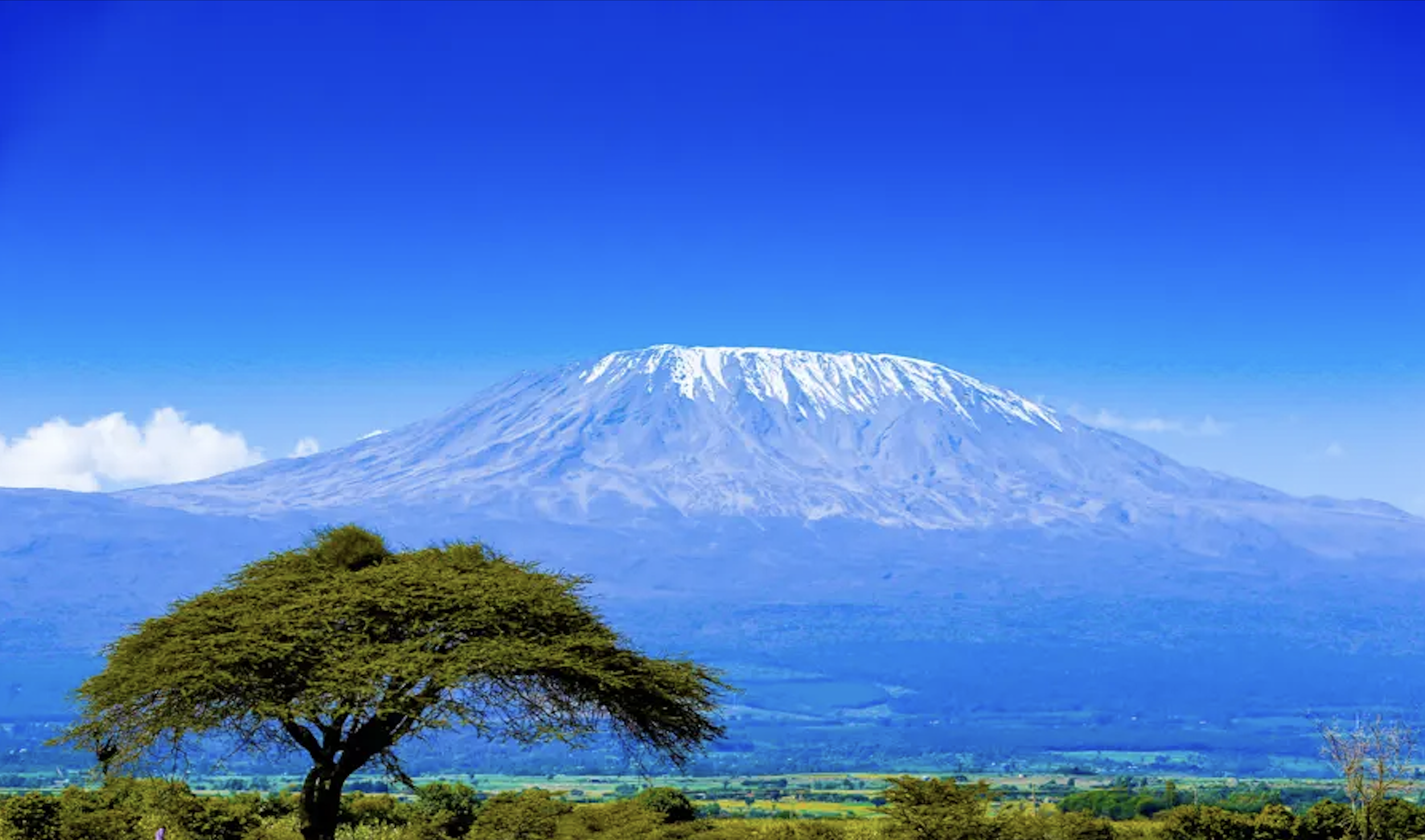 Snow-capped Mount Kilimanjaro, Africa’s highest peak