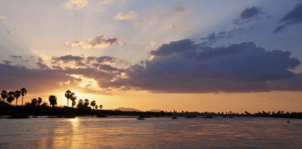 Golden sunset over the Rufiji River in Nyerere National Park, Southern Tanzania safari