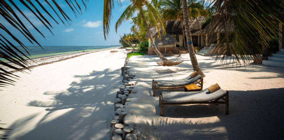 Pristine white sandy beaches with turquoise waters in Zanzibar, Tanzania