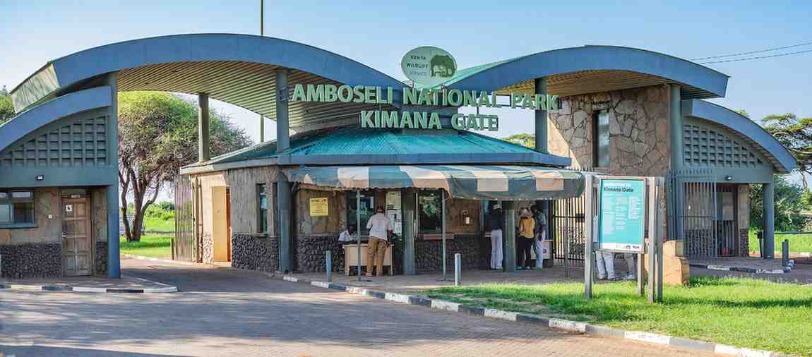 Kimana Gate entrance to Amboseli National Park in Kenya, gateway to elephant safaris and Mount Kilimanjaro views