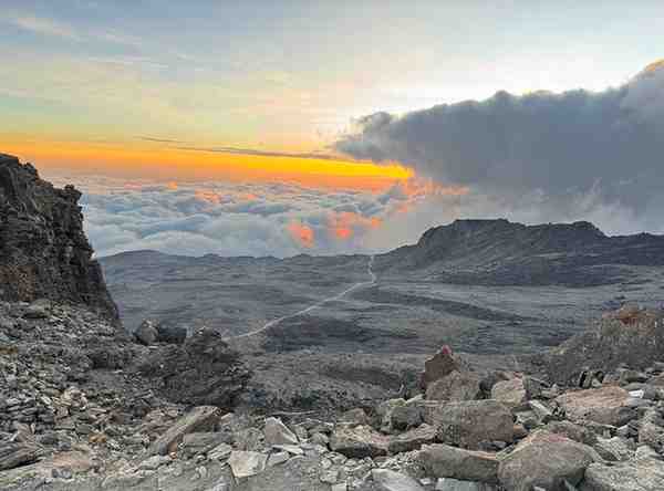 Umbwe Route scenic wilderness on Mount Kilimanjaro with lush vegetation and steep ridges.